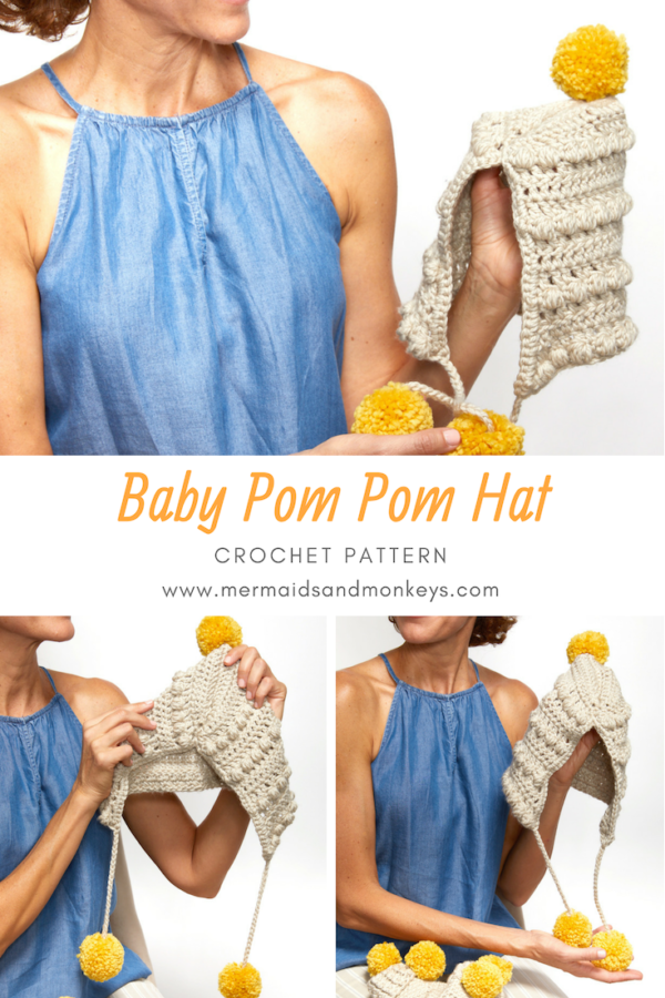 The baby pom pom hat is the perfect gift to keep tiny ears warm and protected this season. #crochethat #crochetpattern #crochetlove #crochetaddict