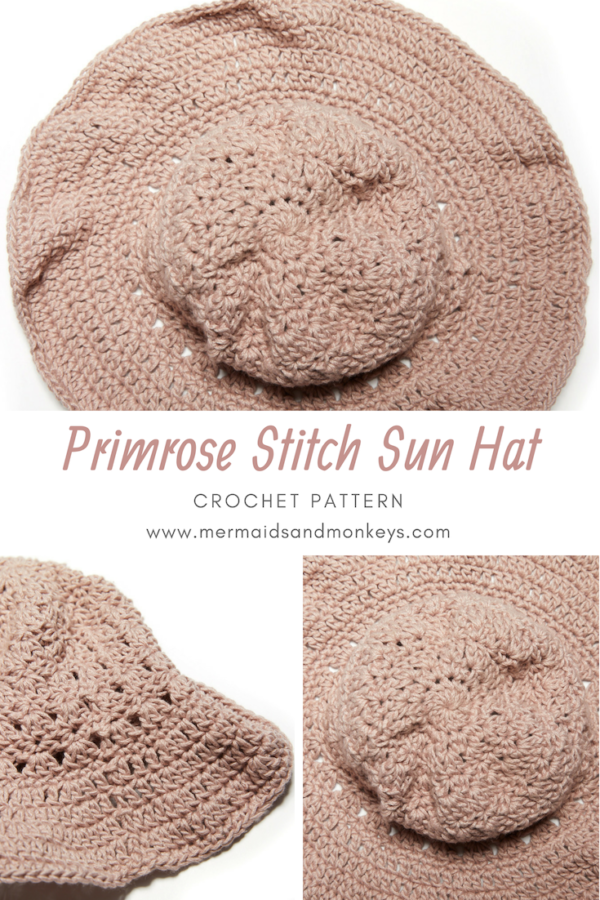 The Primrose Stitch Sun Hat is perfect for as an extra shield against the bright rays. #crochethat #crochetpattern #crochetlove #crochetaddict