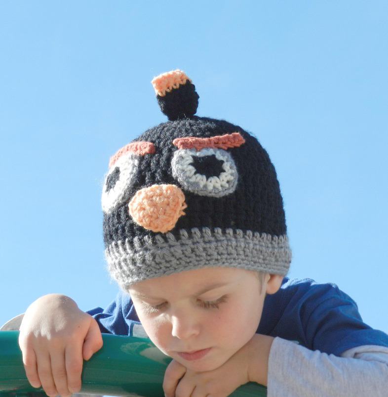Black Angry Birds Hat Crochet Pattern