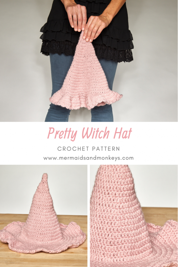 If you’re looking for a fun holiday project or a one of a kind costume, check out this pretty witch hat. #crochethat #crochetwichhat #crochetpattern