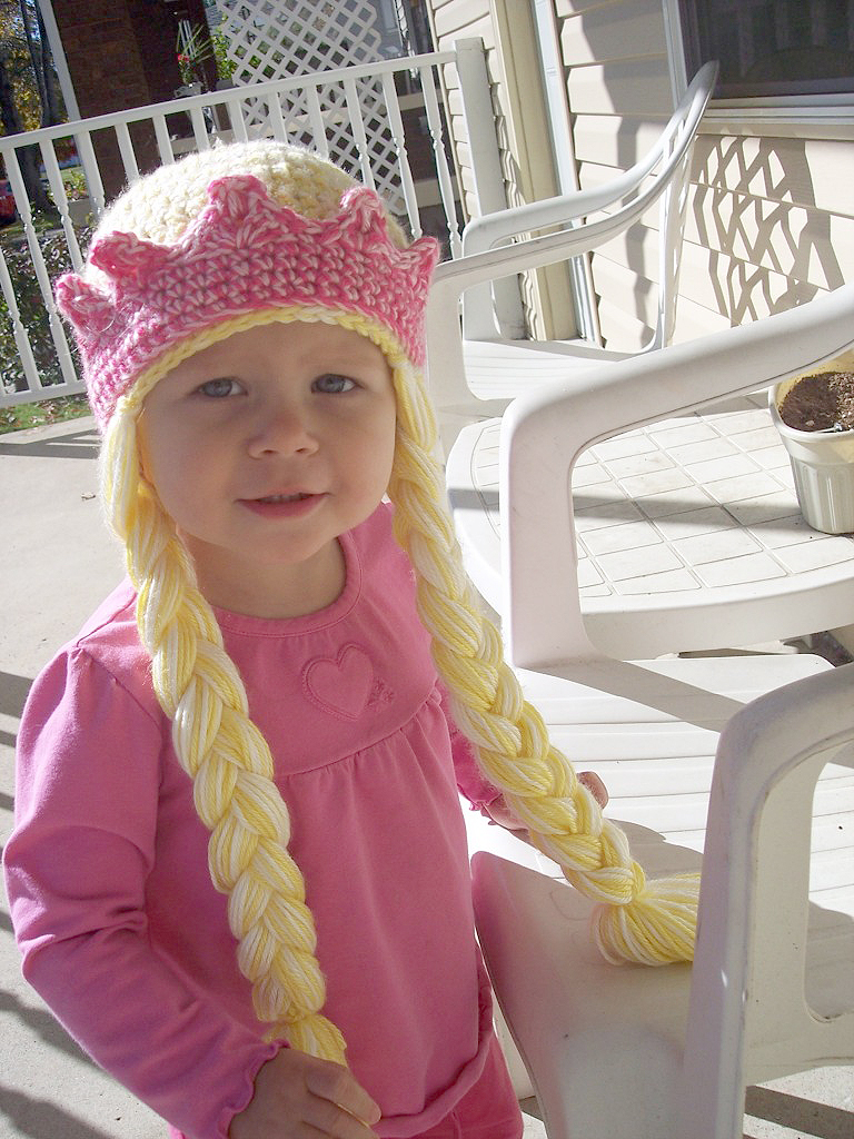 Princess Hat with Braids and Crown Crochet Pattern