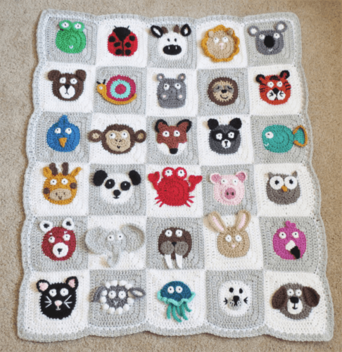 Free crochet animal baby blanket online patterns