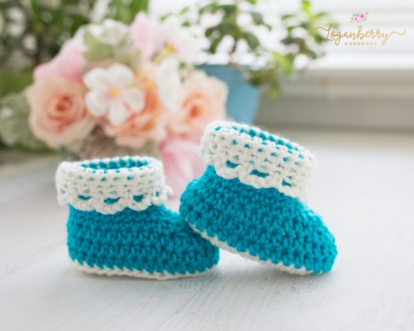 Lace-Trim Baby Booties