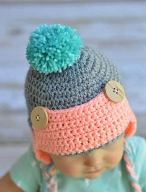 Baby Crochet Trapper Hat - If you’re in a rush, these free crochet baby hat patterns are perfect for showing how much you really care, without taking a month to complete. #crochetbabyhatpattern #crochethat #crochetpattern #crochetbabybeanie #crochetaddict