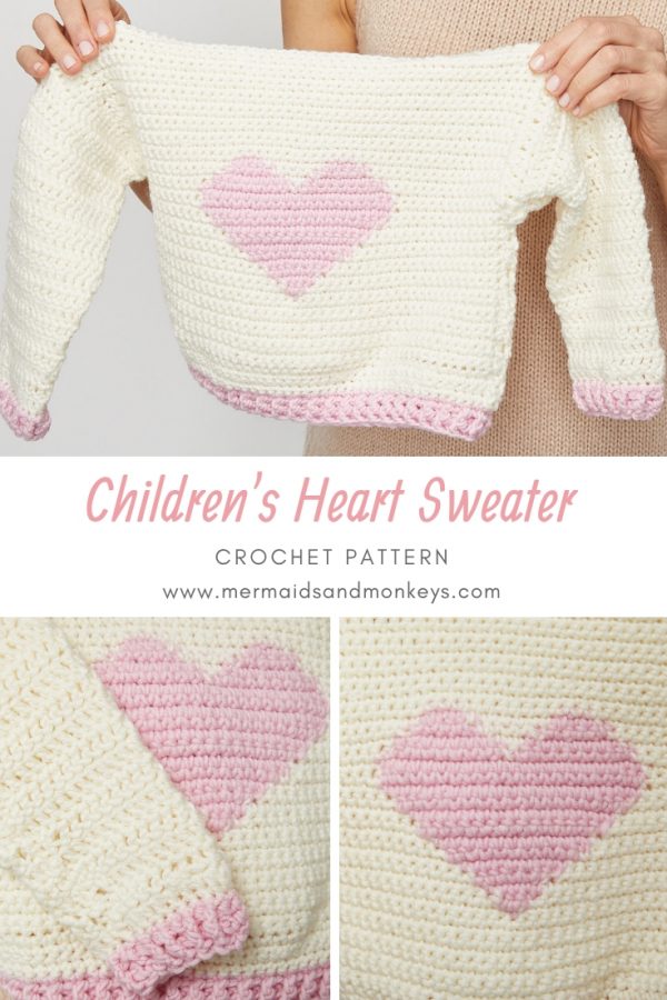 If you want to crochet for kids in your life, this little crochet sweater will make a great project. Start having fun with the Children’s Heart Sweater. #CrochetSweater #CrochetSweaterPatterns #CrochetingForBeginners