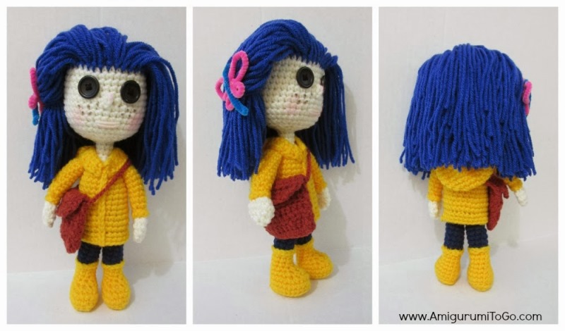 Coraline Doll - These free crochet doll patterns are a mix of amigurumi patterns and other techniques. Create your own world with dolls that will take you on a journey. #AmigurumiPatterns #CrochetDollPatterns #FreeCrochetPatterns