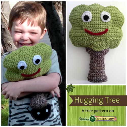 Hugging Tree Pillow - These crochet pillows are fun and an adventure to make. If you’re looking for creative kids pillows, this list will be your go to. #CrochetPillowPatterns #CrochetPatterns #CrochetAddict