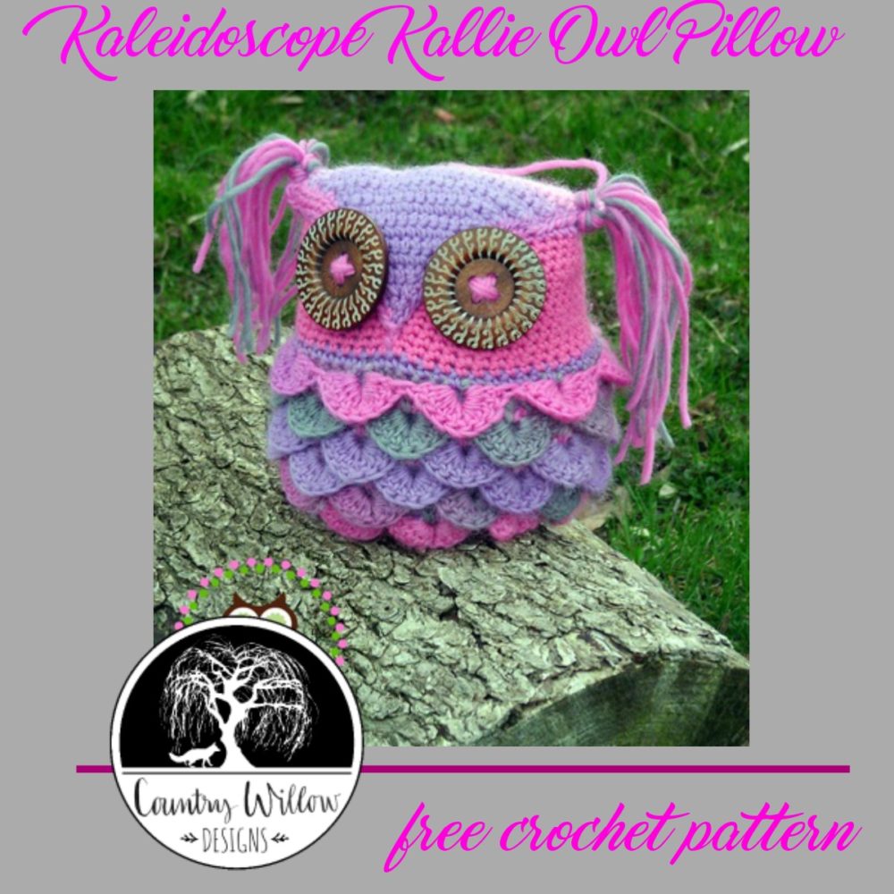 Kaleidescope Owl Crochet Pillow