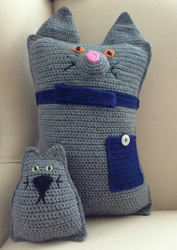 Mr Putty Cat, Sr - These crochet pillows are fun and an adventure to make. If you’re looking for creative kids pillows, this list will be your go to. #CrochetPillowPatterns #CrochetPatterns #CrochetAddict