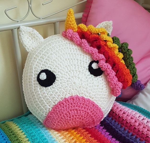 Unicorn Cushion - These crochet pillows are fun and an adventure to make. If you’re looking for creative kids pillows, this list will be your go to. #CrochetPillowPatterns #CrochetPatterns #CrochetAddict