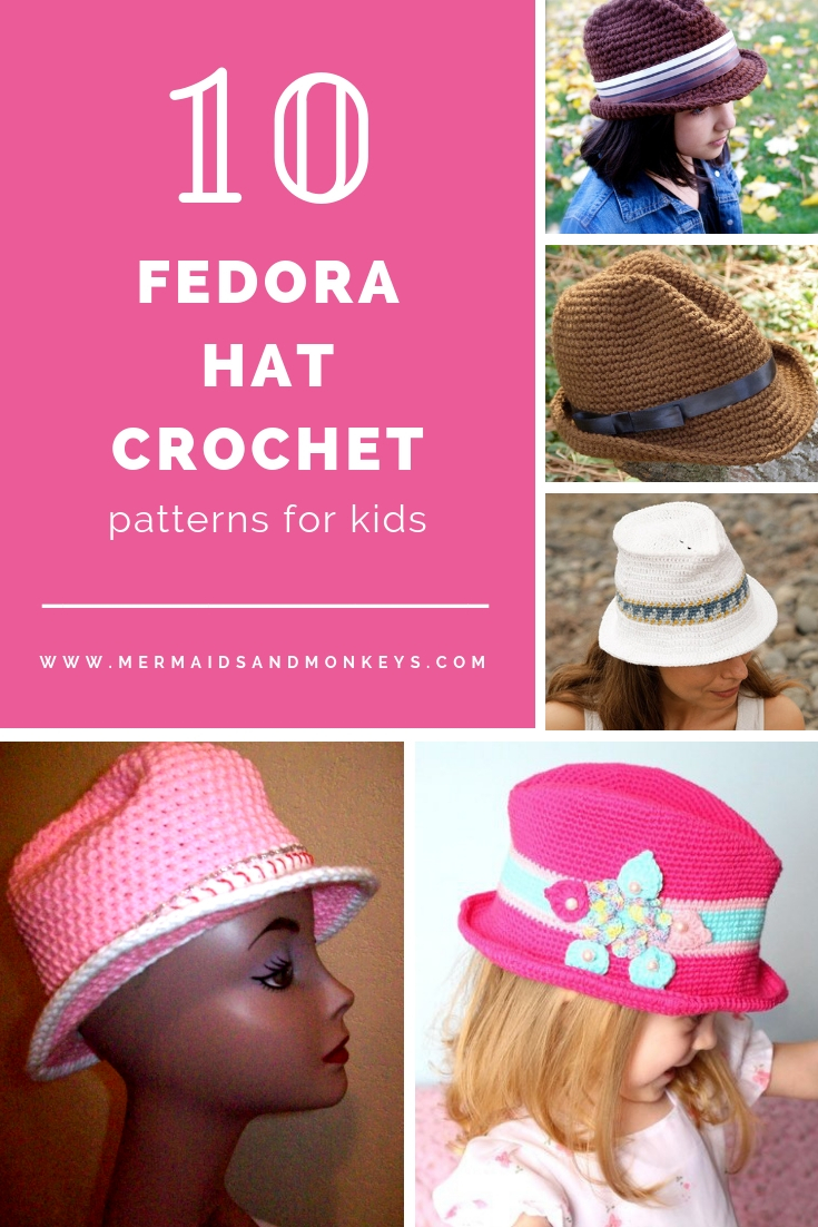 These free crochet hat patterns are perfect for sparking smiles and joy into a little child’s life. Any excuse for fun is a good one in my book. #KidsCrochetHatPatterns #FedoraCrochetHat #CrochetHatPatterns #CrochetFedoraHat
