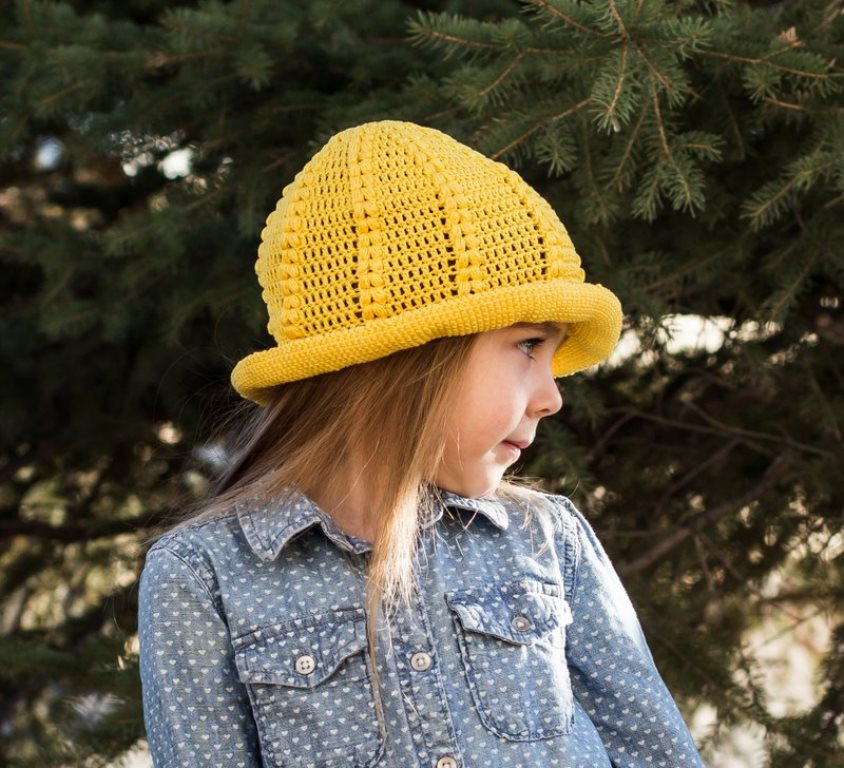 Daffodil Sunhat - All of these cute patterns are unique and come in a range of sizes. Pick a crochet hat pattern your kid will love and go with it. #SummerCrochetHat #CrochetPatterns #FreeCrochetHats