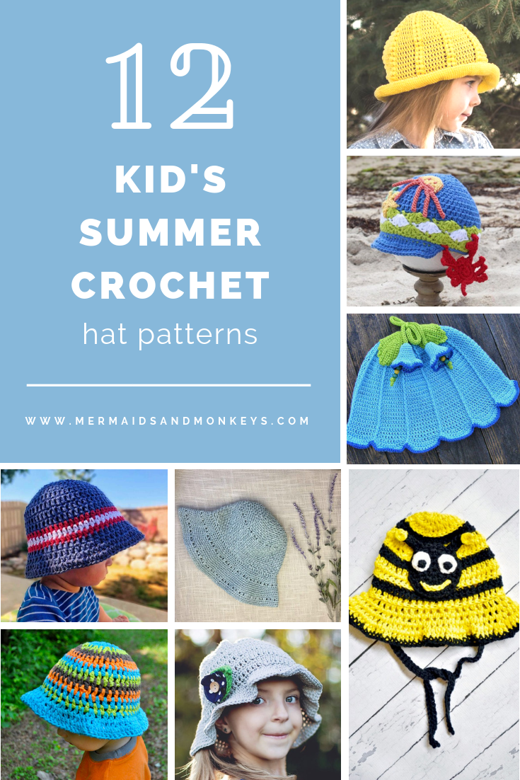 All of these cute patterns are unique and come in a range of sizes. Pick a crochet hat pattern your kid will love and go with it. #SummerCrochetHat #CrochetPatterns #FreeCrochetHats