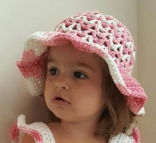 Valerie's Summer Sun Hat - All of these cute patterns are unique and come in a range of sizes. Pick a crochet hat pattern your kid will love and go with it. #SummerCrochetHat #CrochetPatterns #FreeCrochetHats