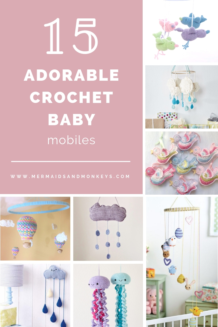 Crochet baby mobiles are colorful, fun and creative. Grab your hook and your favorite type of yarn, and get started on a baby mobile for someone you know. #CrochetBabyMobiles #CrochetPatterns #FreeCrochetPatterns 
