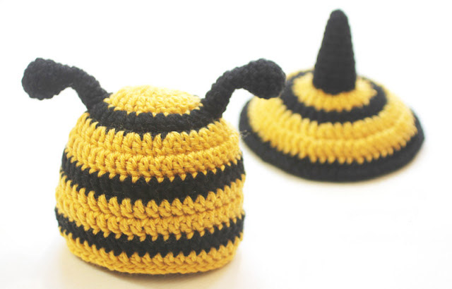 Bumble Bee Crochet Baby Beanie - If you’re looking for something to wear for your children this Halloween, these 13 spooky crochet hat patterns for kids is a start. #kidscrochethat #crochethatpatterns #spookycrochethat
