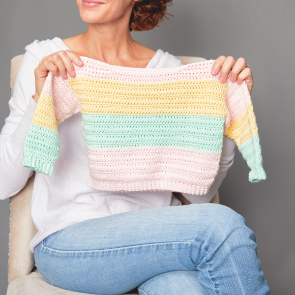 Children’s Pastel Stripes Sweater - These crochet sweaters make for amazing gifts, that will surely be well used, and well worn. #CrochetSweaterPatterns #CrochetSweater #CrochetPatterns