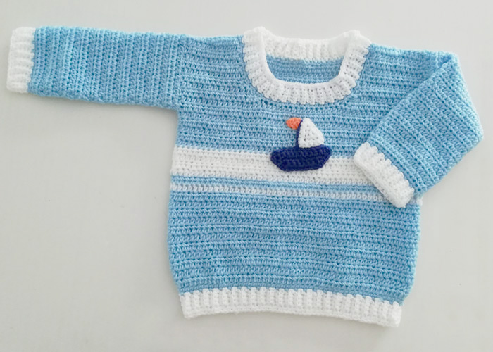 Crochet Set Sail Baby Sweater - These crochet sweaters make for amazing gifts, that will surely be well used, and well worn. #CrochetSweaterPatterns #CrochetSweater #CrochetPatterns