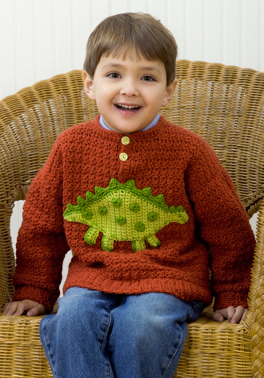 Dinosaur Sweater - These crochet sweaters make for amazing gifts, that will surely be well used, and well worn. #CrochetSweaterPatterns #CrochetSweater #CrochetPatterns