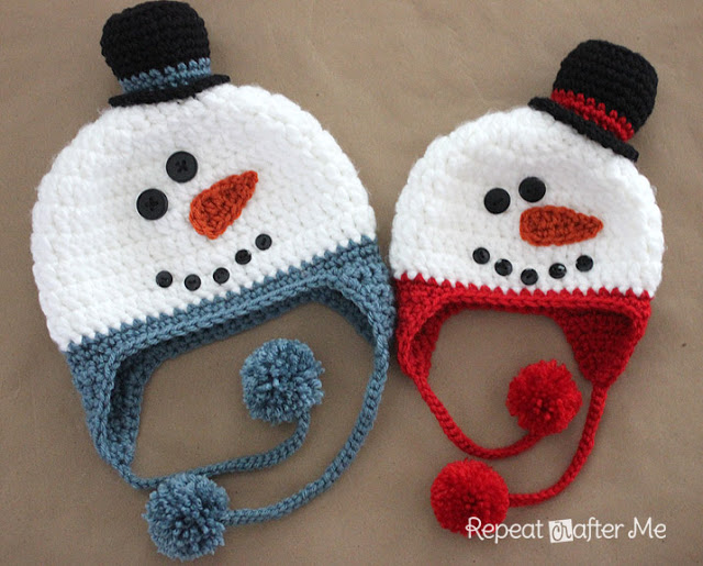 Cozy Snowman Hat - This list of Christmas Crochet hat patterns will supply you with anything from the classics (Santa, Rudolph, Snowman) to fun animals and well-loved characters. #ChristmasCrochetHatPatterns #CrochetHatPatterns #CrochetPatterns