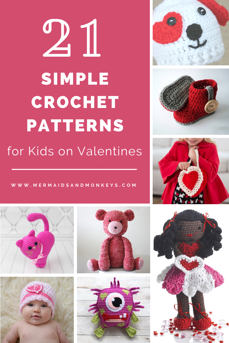 21 Simple Crochet Patterns for Kids on Valentine's - One way you can show your love for kids this Valentine’s is by crocheting these simple crochet patterns. #simplecrochetpatterns #crochetpatterns #kidscrochetpatterns