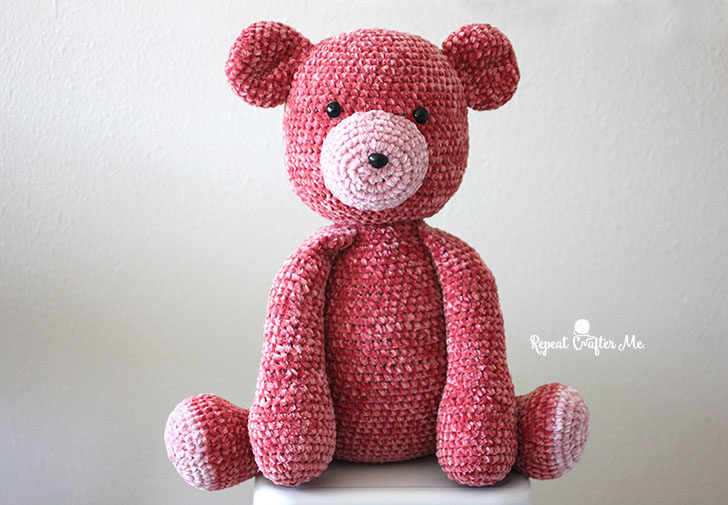 Red Velvet Crochet Teddy Bear - One way you can show your love for kids this Valentine’s is by crocheting these simple crochet patterns. #simplecrochetpatterns #crochetpatterns #kidscrochetpatterns