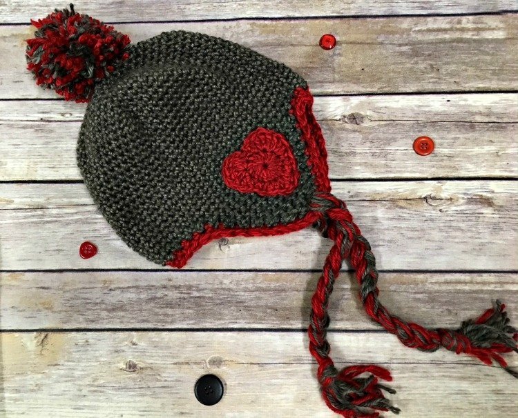 Valentine Earflap Hat - One way you can show your love for kids this Valentine’s is by crocheting these simple crochet patterns. #simplecrochetpatterns #crochetpatterns #kidscrochetpatterns