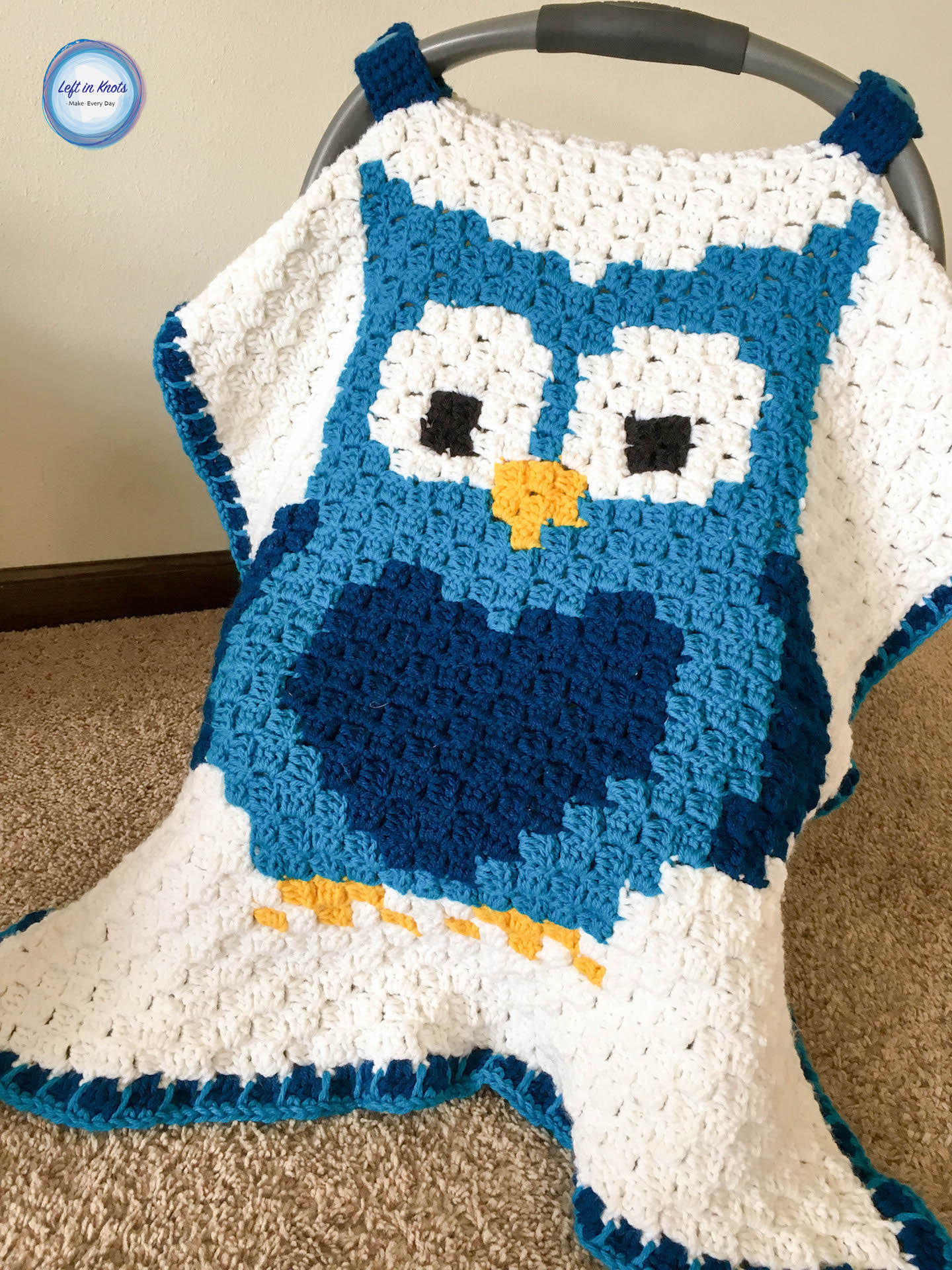 Crochet Owl Car Seat Canopy - If you’re looking to learn a new crochet skill, check out these 12 corner to corner crochet patterns. #cornertocornercrochetpatterns #C2Ccrochetpatterns #crochetpatterns