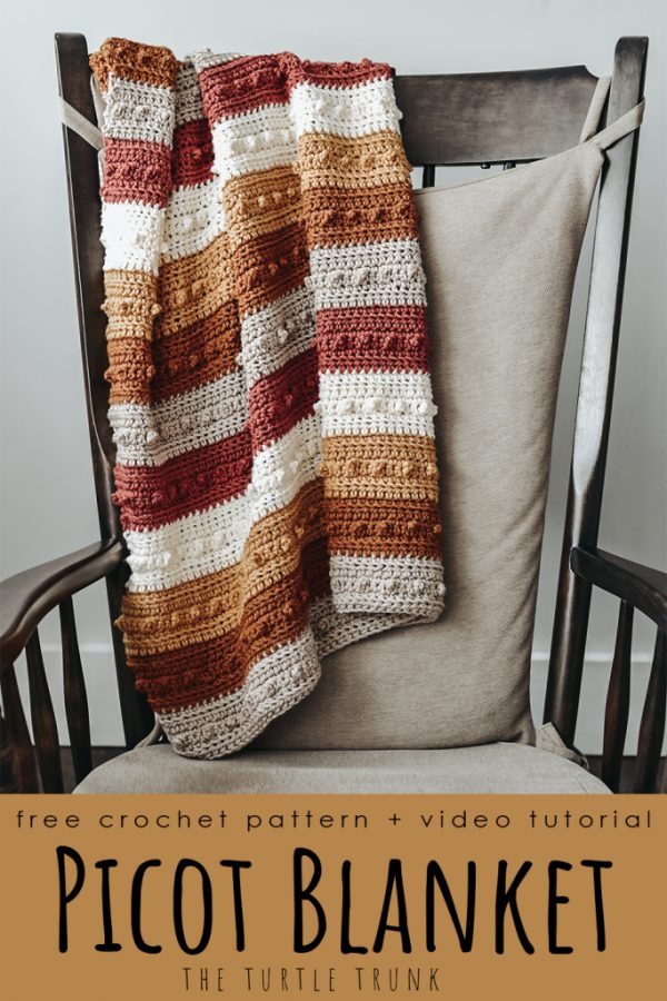 The Picot Crochet Blanket on a wooden chair
