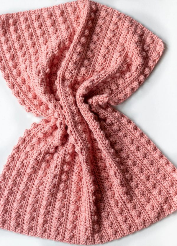 Crumpled Pink Bobble Crochet Blanket