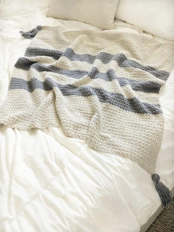 Modern Striped Crochet Baby Blanket