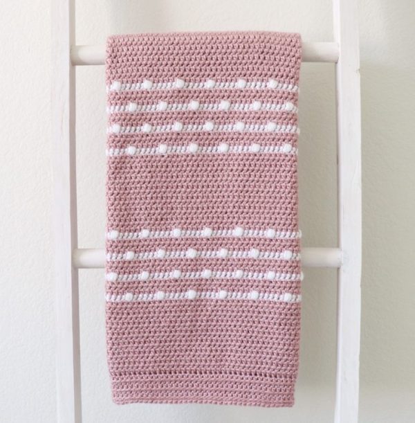 Polka Dot Lines Crochet Baby Blanket
