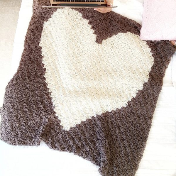 Corner to Corner Heart Crochet Baby Blanket