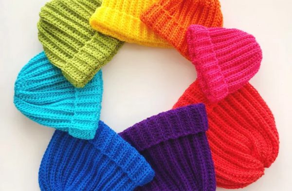 Crochet beanies in different colors