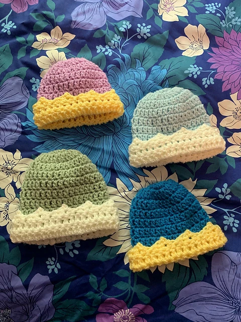 Crown Preemie and Newborn Crochet Hats