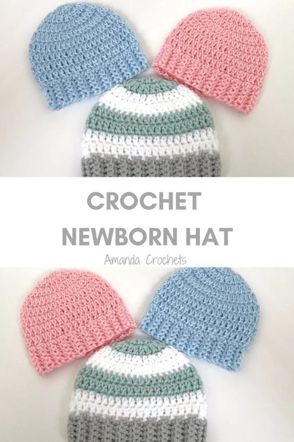 crochet newborn hats in different colors