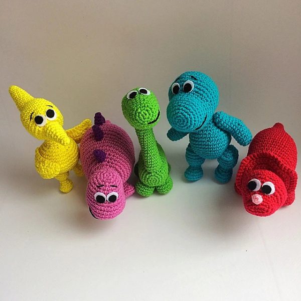colorful crochet dinosaurs