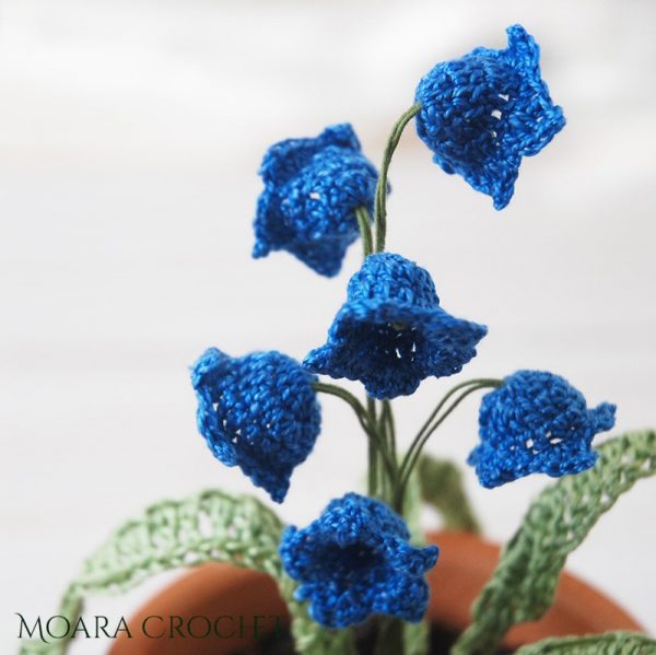 crochet bluebell in a flowerpot
