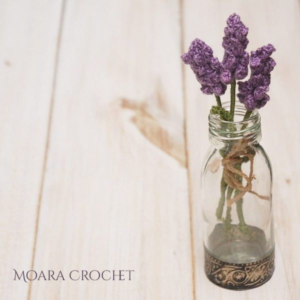 crochet lavender in a vase