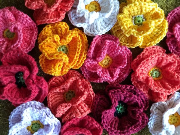 crochet Mohn Blume poppy flowers