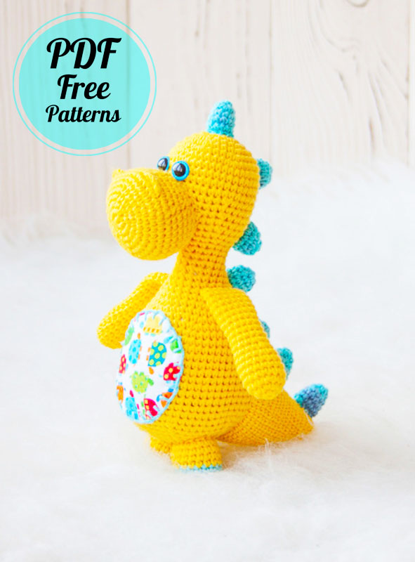 yellow crochet dragon amigurumi